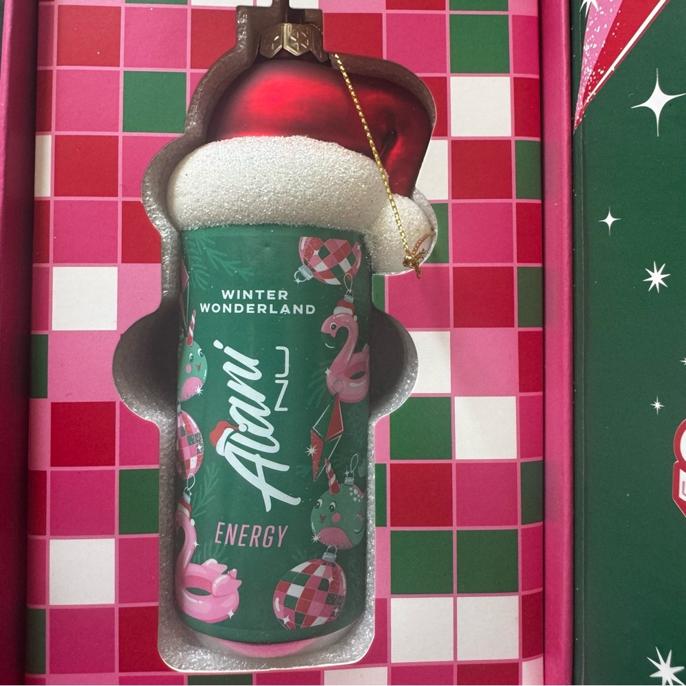 Alani Nu Holiday Winter Wonderland Energy Can Ornament - Green and Pink